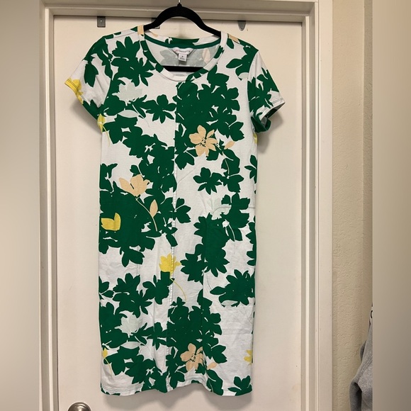 Liz Claiborne green/white flowered Tshirt dress with pockets - size M - Picture 1 of 7